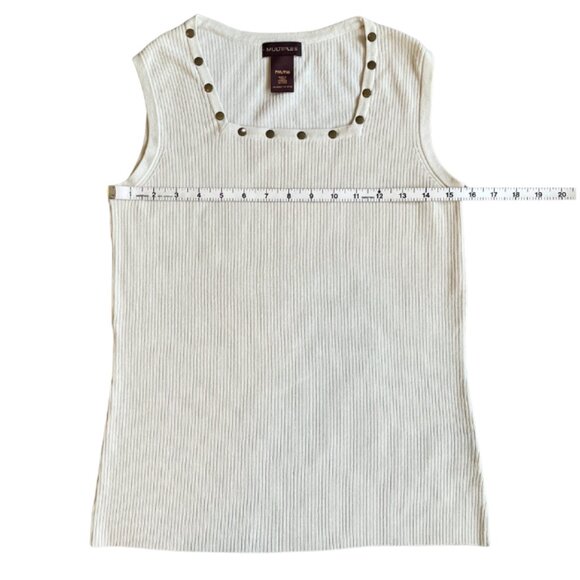 Multiples cream/ivory ribbed tank top with flat brass stud detail size PM - Picture 7 of 8